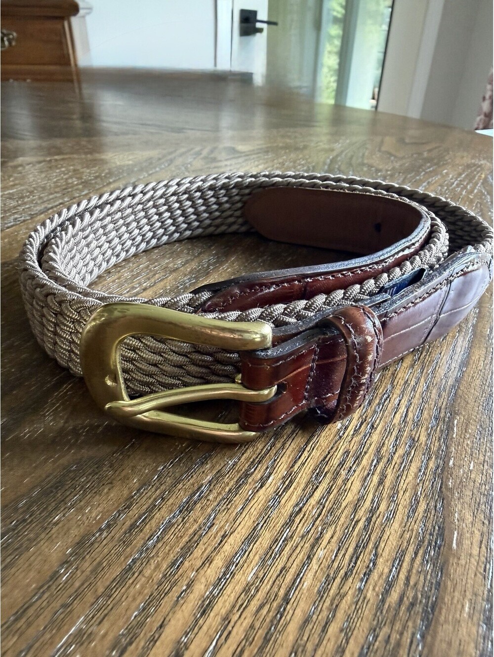 Brighton Belt Moc Croc Leather Men’s Sz 40 33506 Preppy Nautical Classic Coastal